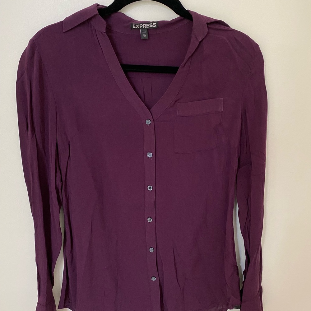 Burgundy button down shirt. Express. Size XS